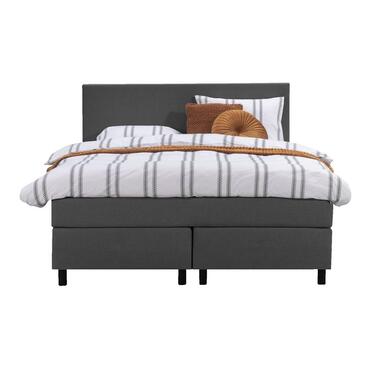Boxspring Liv egaal - antraciet - 140x200 cm - ronde poot - Leen Bakker