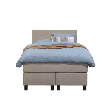 Boxspring Liv egaal - beige - 120x200 cm - vierkante poot - Leen Bakker