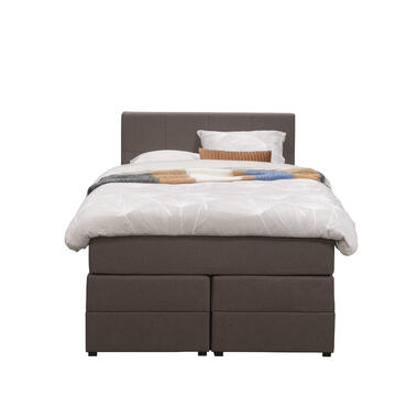 Boxspring met opbergruimte Liv geblokt - donkerbruin - 120x200 cm - Leen Bakker