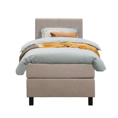 Boxspring Liv geblokt - beige - 90x200 cm - vierkante poot - Leen Bakker