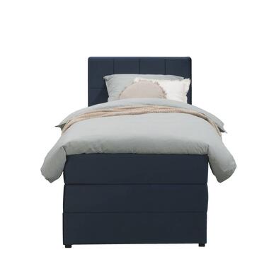 Boxspring met opbergruimte Liv geblokt - blauw - 90x200 cm - Leen Bakker