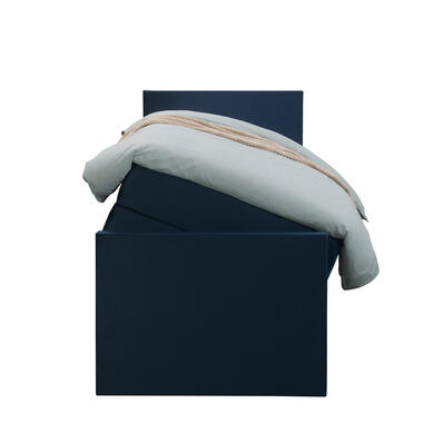 Boxspring met opbergruimte en voetbord Liv egaal - blauw - 90x200cm - Leen Bakker