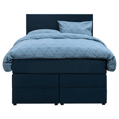 Boxspring met opbergruimte Liv egaal - blauw - 120x200 cm - Leen Bakker
