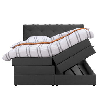 Boxspring met opbergruimte Liv geruit - antraciet - 180x200 cm - Leen Bakker