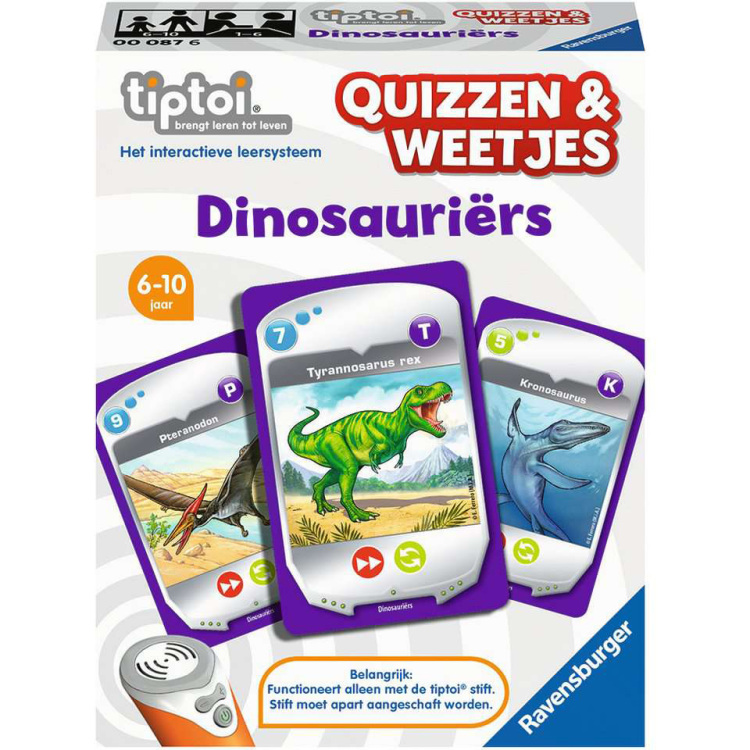 Ravensburger Tiptoi Quizzen & Weetjes: Dinosauriërs leerspel Nederlands, 1 - 6 spelers, 15 - 20 minuten, Vanaf 6 jaar