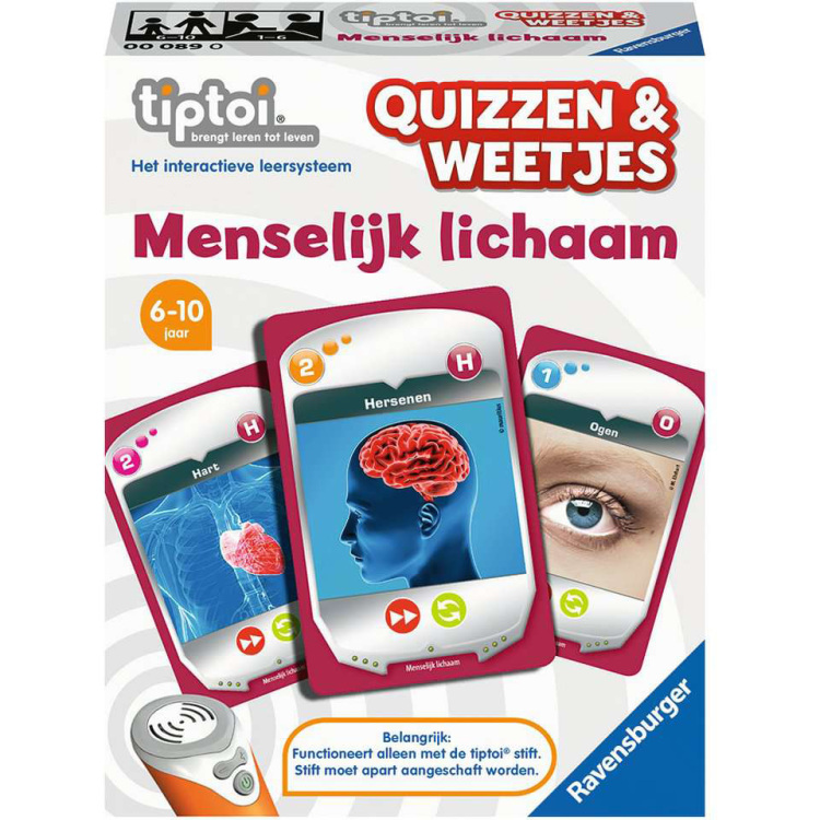 Ravensburger Tiptoi Quizzen & Weetjes: Menselijk lichaam leerspel Nederlands, 1 - 6 spelers, 10 - 30 minuten, Vanaf 6 jaar