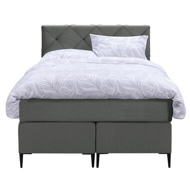 Boxspring Liv geruit - grijs - 120x200 cm - slanke poot - Leen Bakker