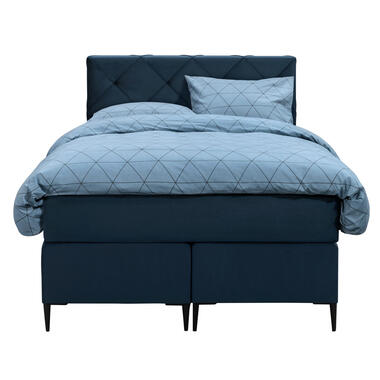 Boxspring Liv geruit - blauw - 120x200 cm - slanke poot - Leen Bakker