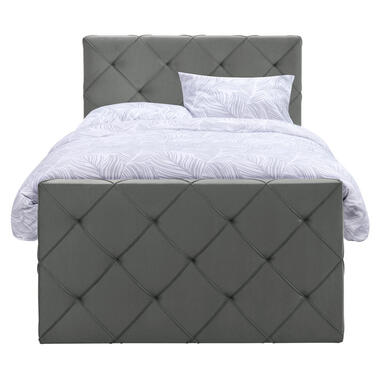 Boxspring met opbergruimte en voetbord Liv geruit - grijs - 120x200cm - Leen Bakker