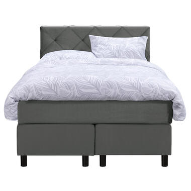 Boxspring Liv geruit - grijs - 120x200 cm - ronde poot - Leen Bakker