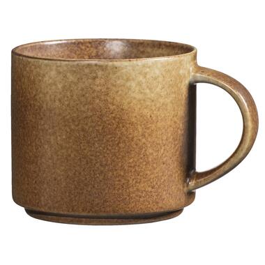 Mok met oor Studio - bruin - stoneware - 380 ml - Leen Bakker