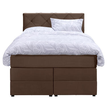 Boxspring met opbergruimte Liv geruit - bruin - 120x200 cm - Leen Bakker