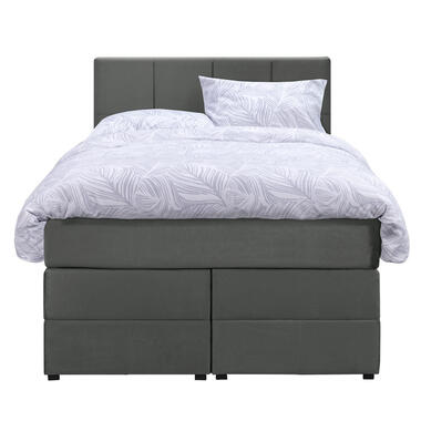 Boxspring met opbergruimte Liv geblokt - grijs - 120x200 cm - Leen Bakker