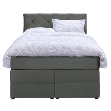 Boxspring met opbergruimte Liv geruit - grijs - 120x200 cm - Leen Bakker