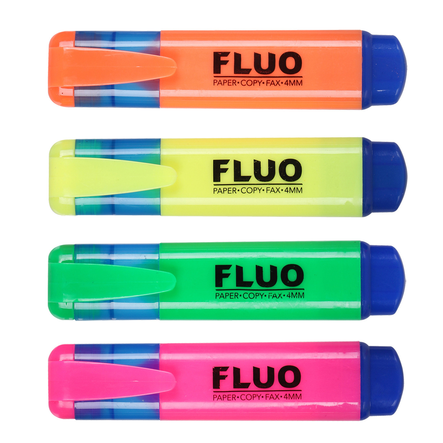Markeer stiften - 4x stuks - fluor kleurenmix - oranje - geel - groen - roze - highlighters -