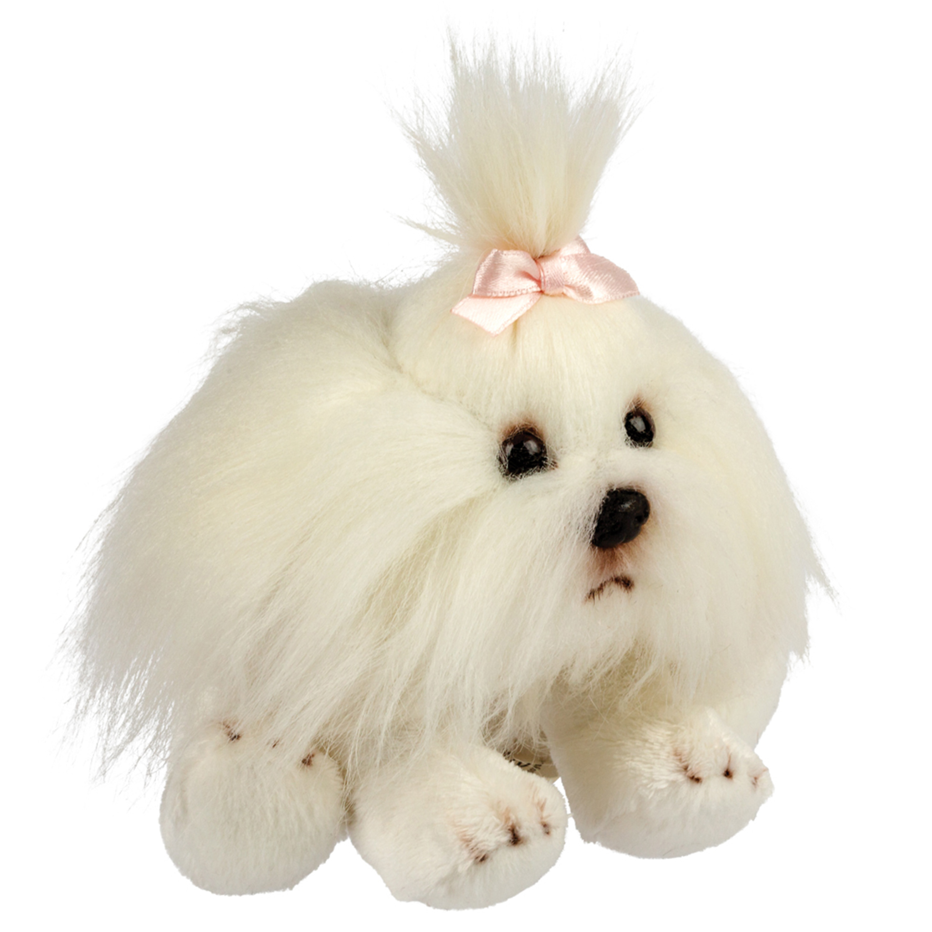 Pluche knuffeldier hond - Shih Tzu - wit - 13 cm - huisdieren thema -