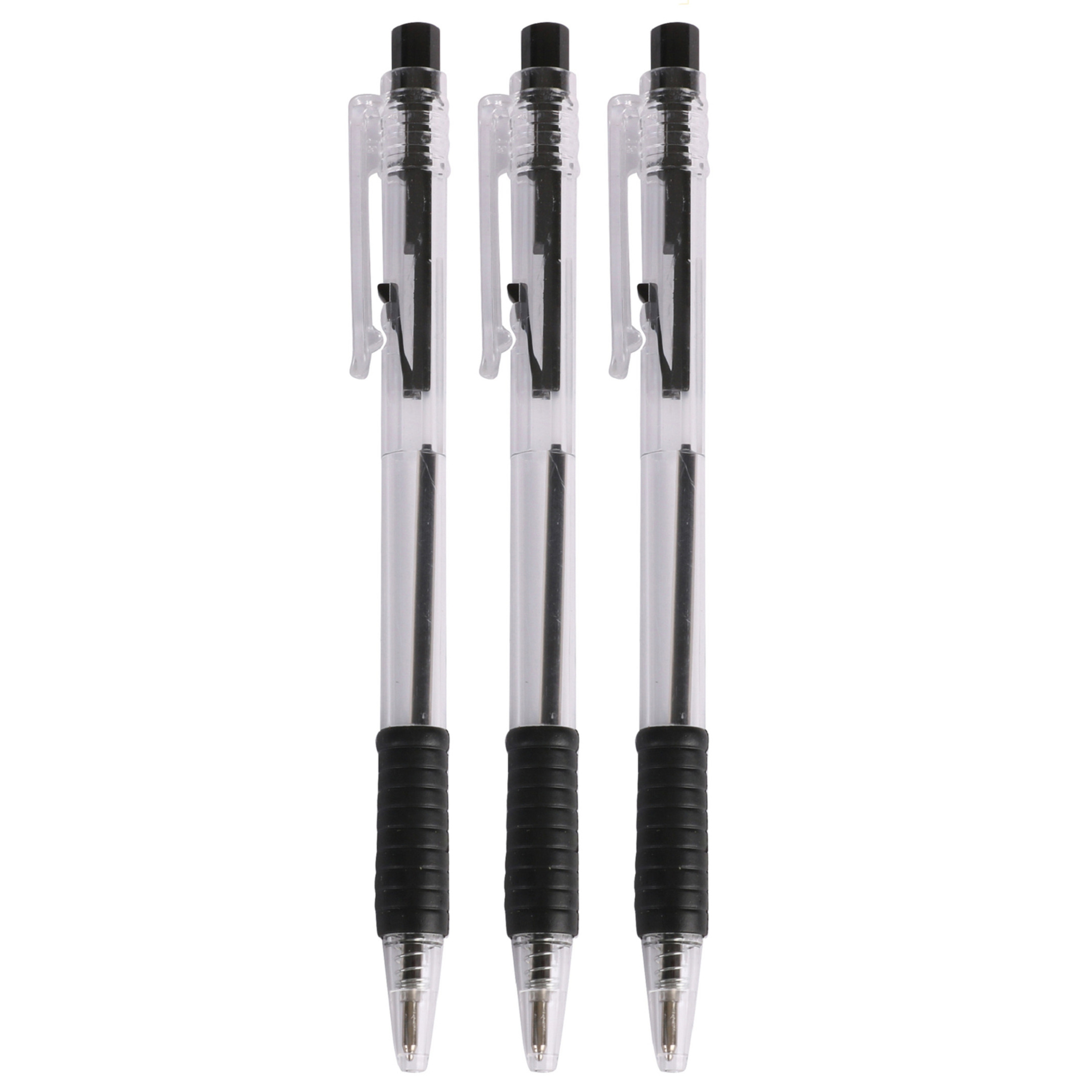 Balpennen - 8x stuks - zwart - softgrip - kliksysteem -