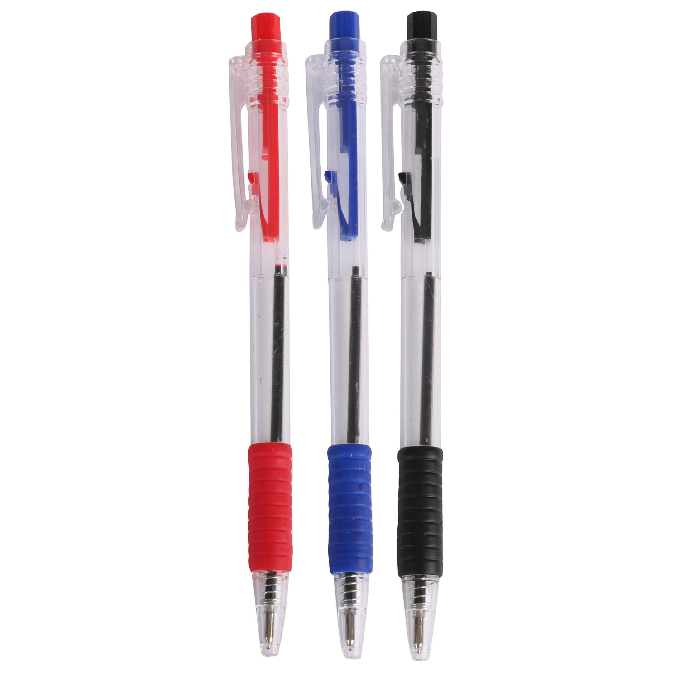 Balpennen - 8x stuks - kleurenmix - rood - blauw - zwart - softgrip -