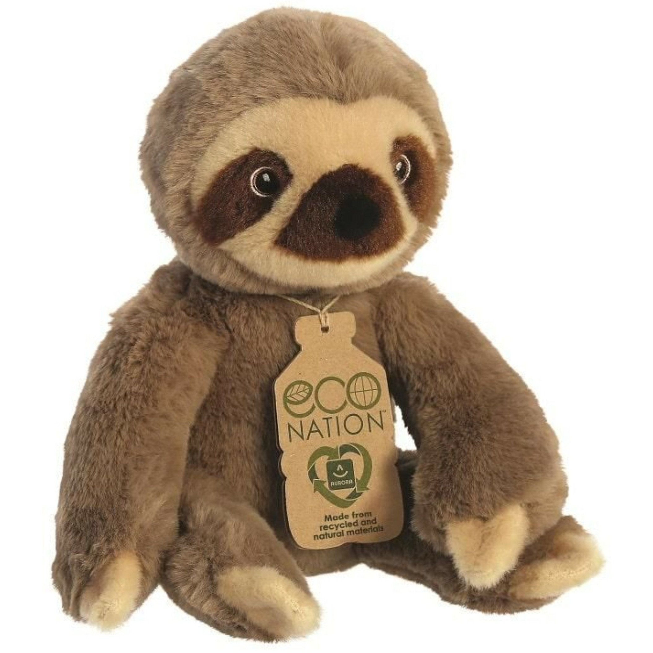 Pluche knuffeldier luiaard - bruin - 24 cm - jungle dieren thema -