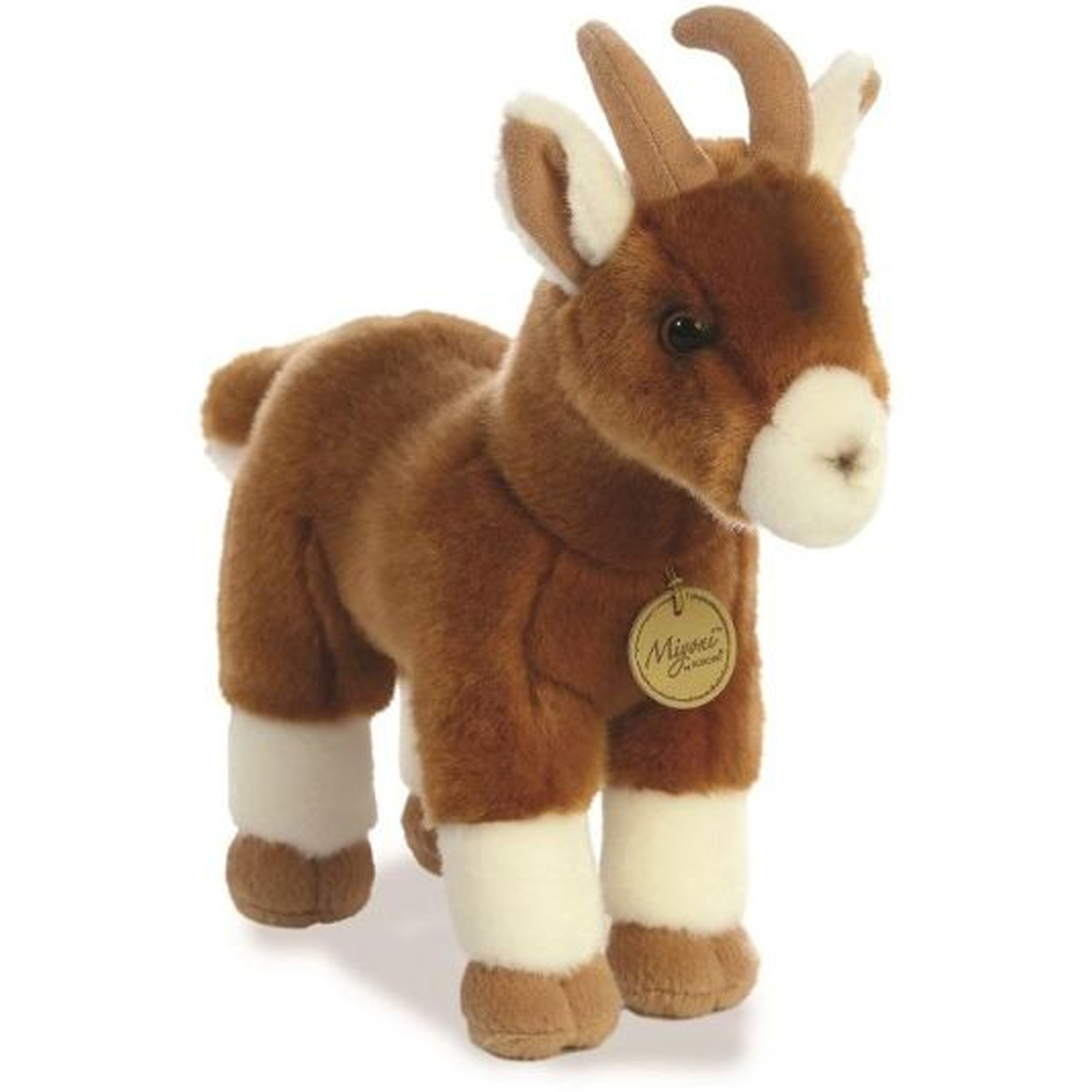 Pluche knuffeldier geit - bruin/wit - 28 cm - boerderij thema -