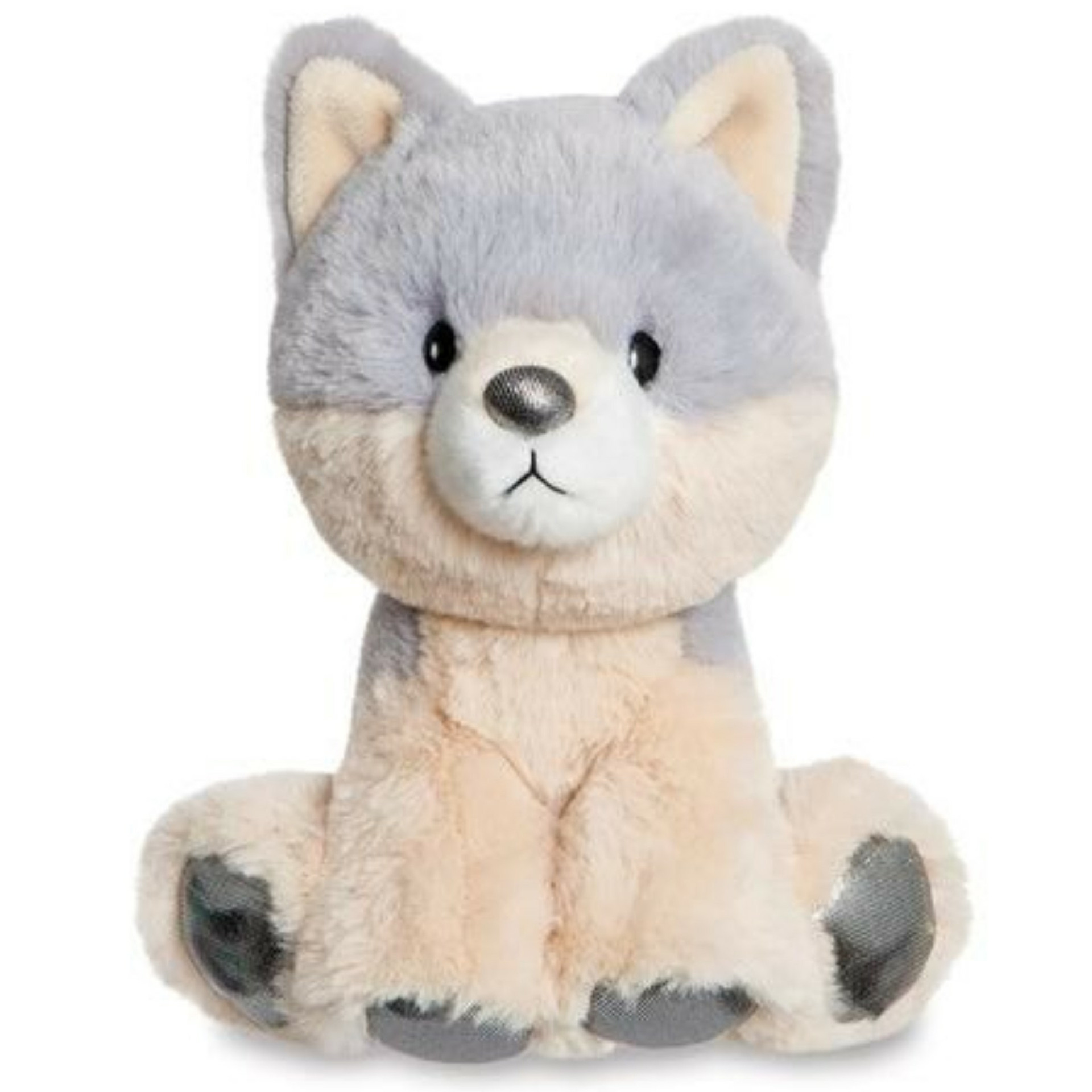 Pluche knuffeldier wolf - grijs/wit - 20 cm - bosdieren thema -