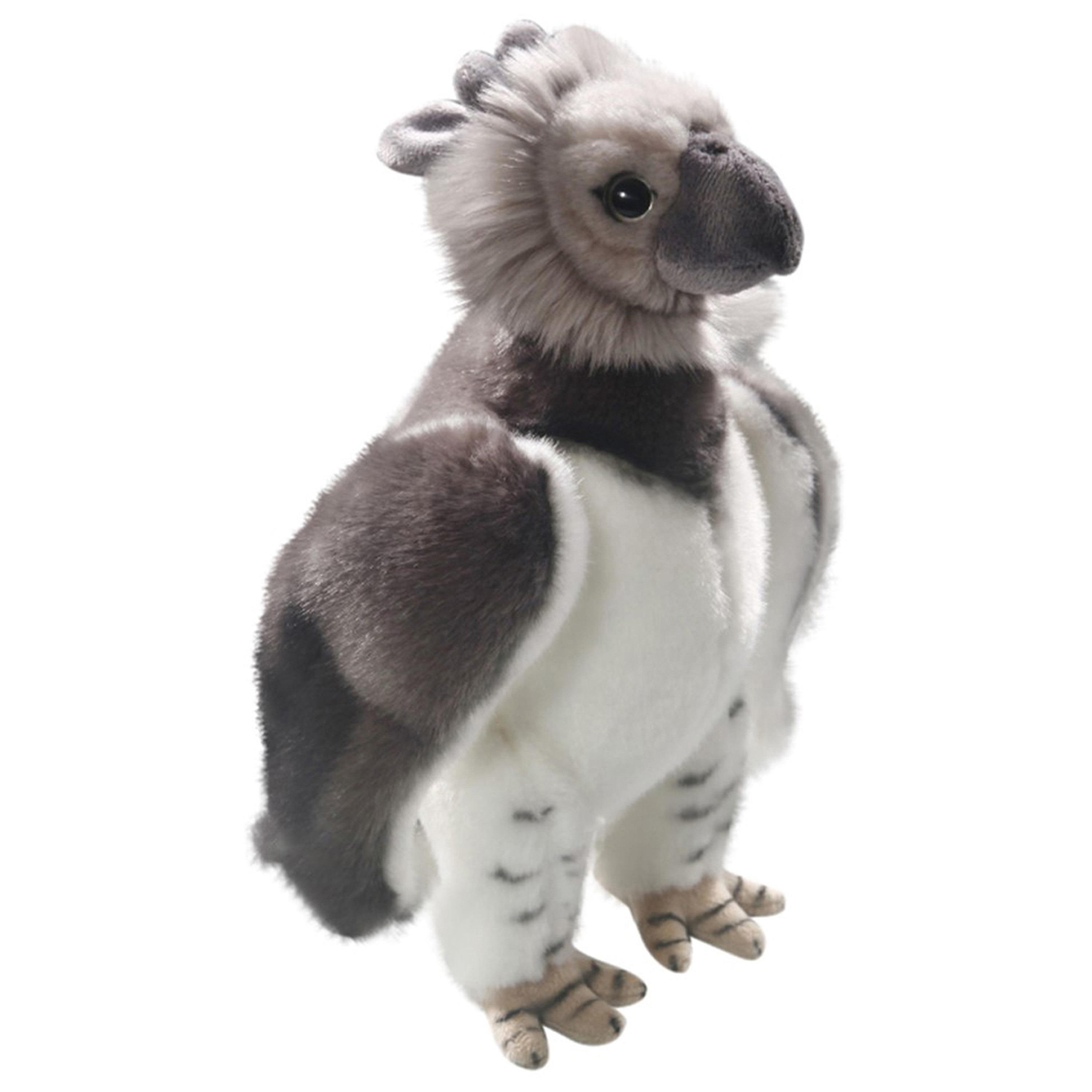 Harpij roofvogel knuffel - 28 cm - grijs - Pluche - Kuif Arend/Havik -