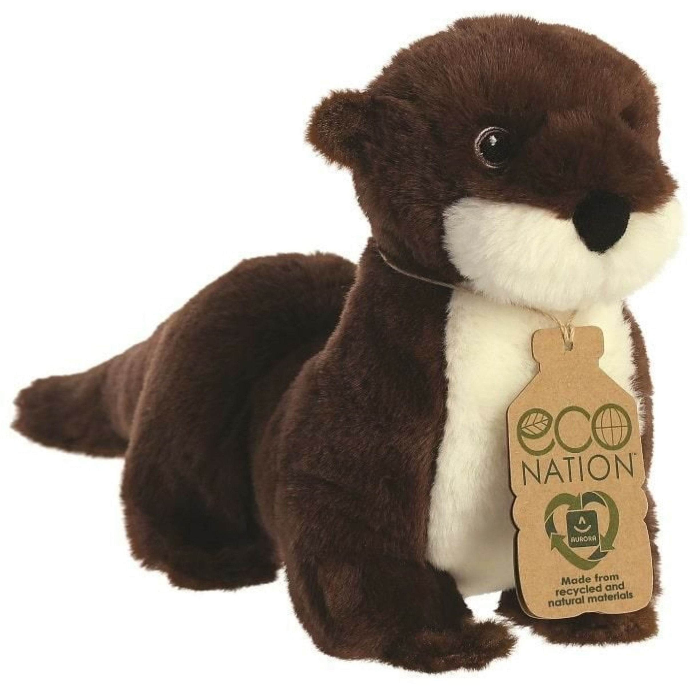 Aurora Pluche knuffeldier - rivier otter - bruin - 34 cm - waterdieren thema -