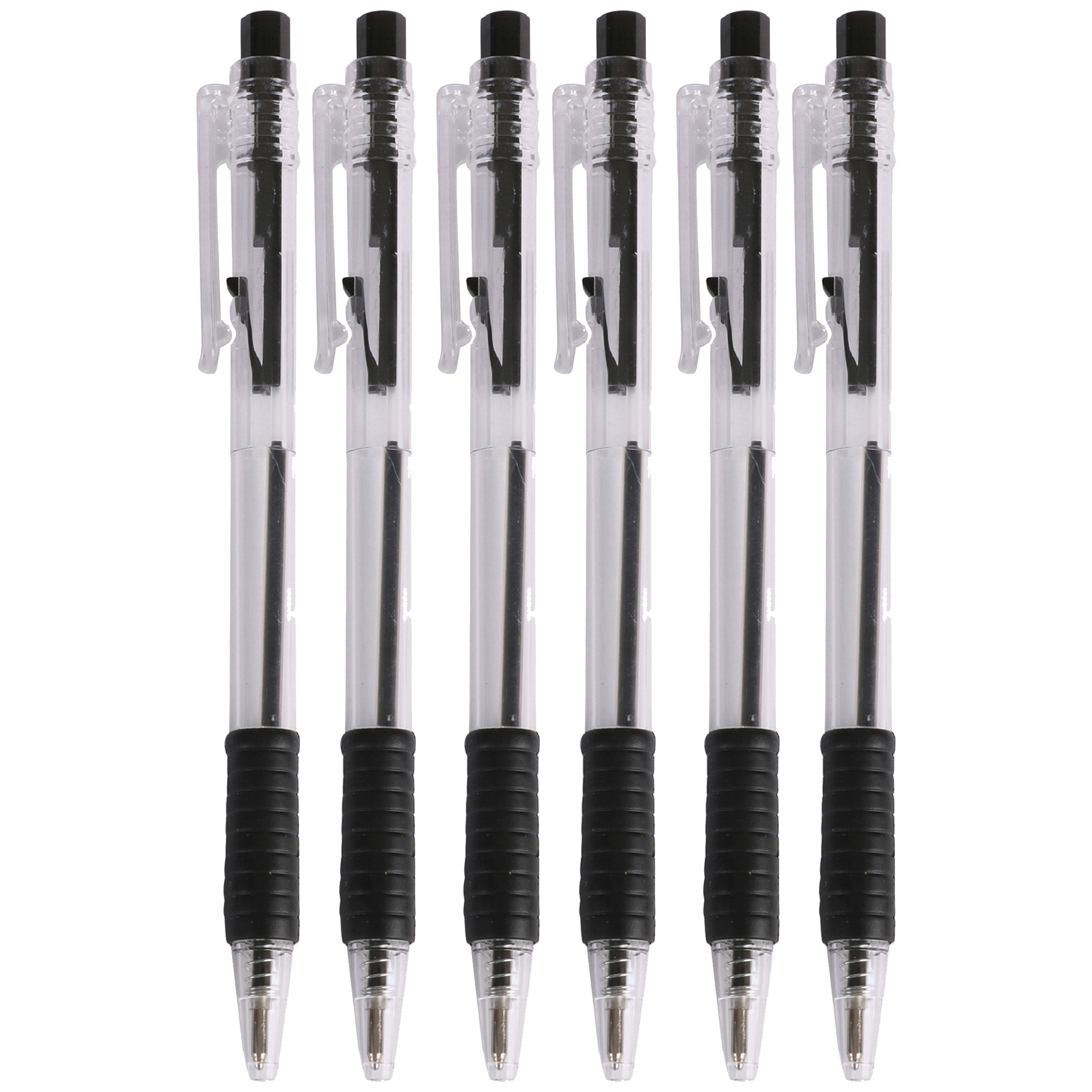 Balpennen - 24x stuks - zwart - softgrip - kliksysteem -