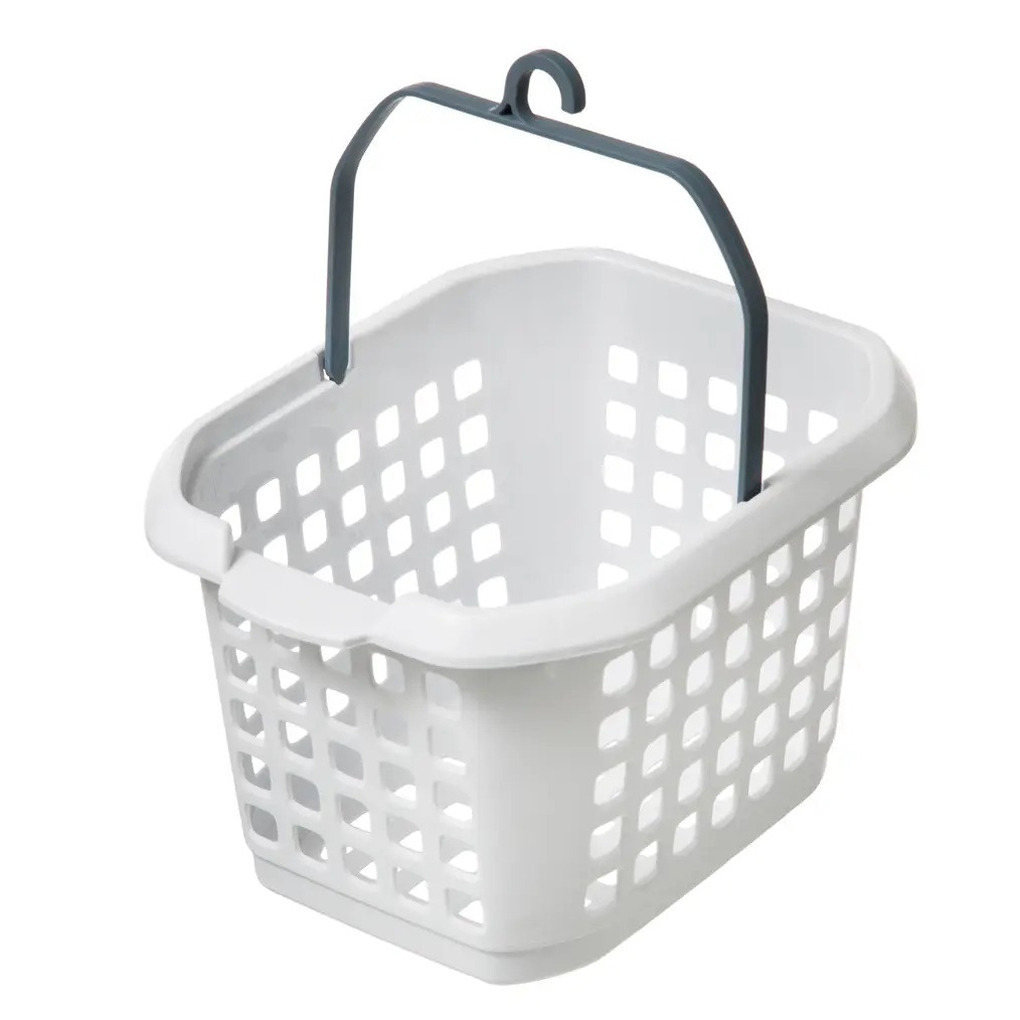 Wasknijpers ophang mandje/bakje - 22 x 13 x 17 cm - wit - kunststof -