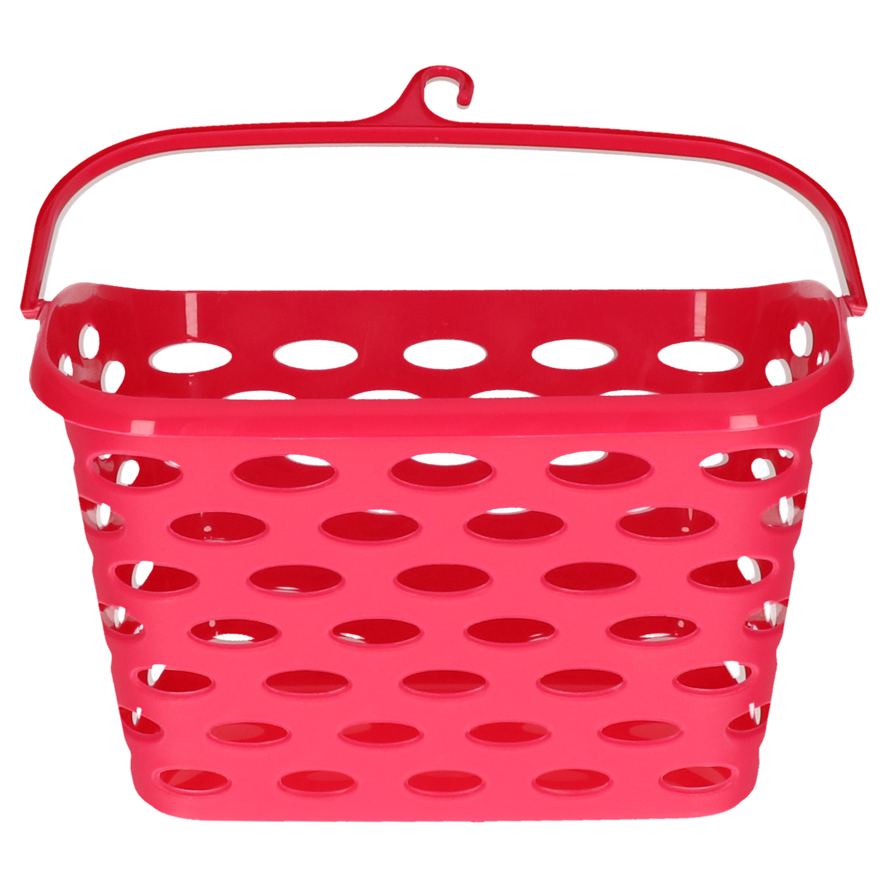 Wasknijpers ophang mandje aan haak - 26 x 15 x 21 cm - fuchsia roze - kunststof -