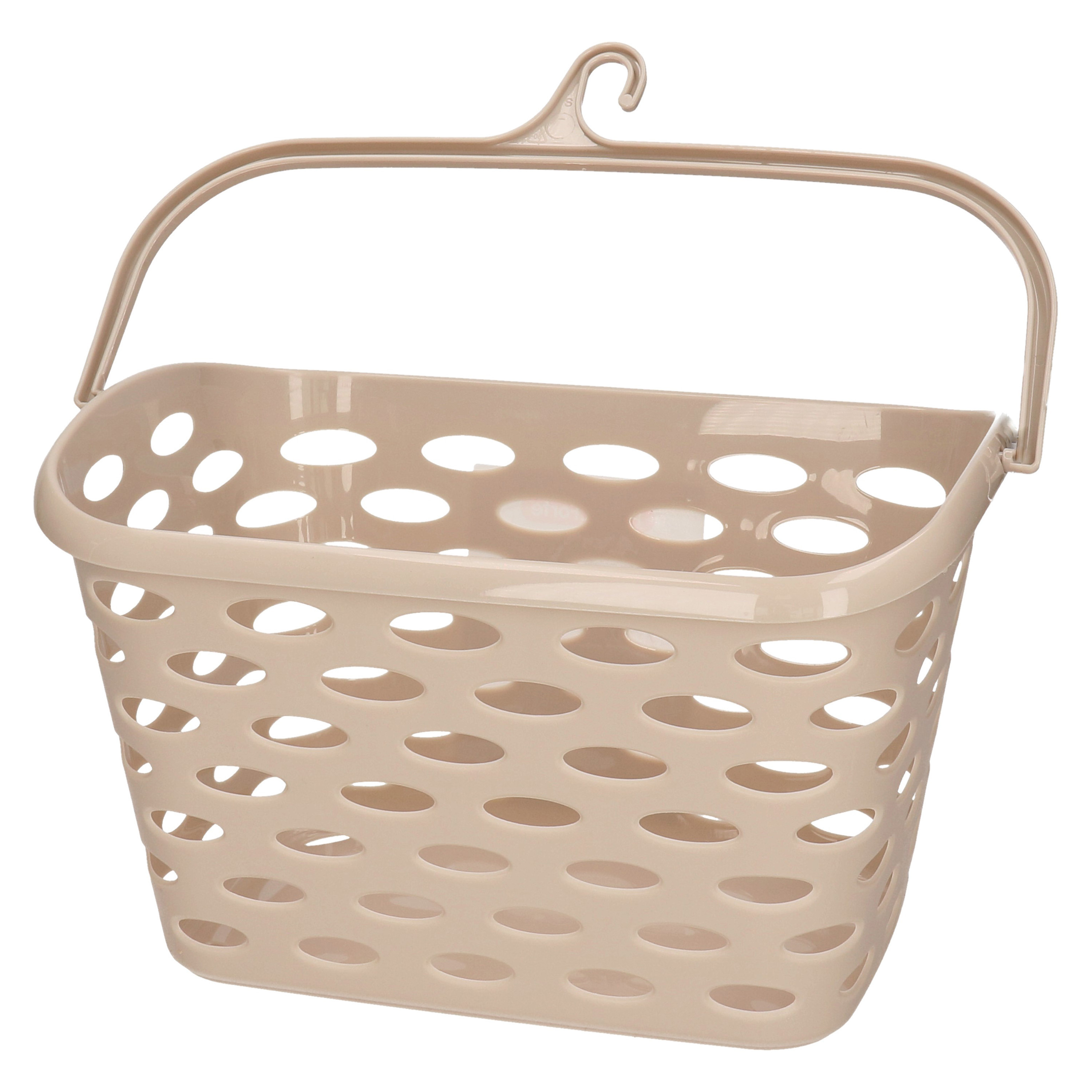 Wasknijpers ophang mandje aan haak - 26 x 15 x 21 cm - beige - kunststof -