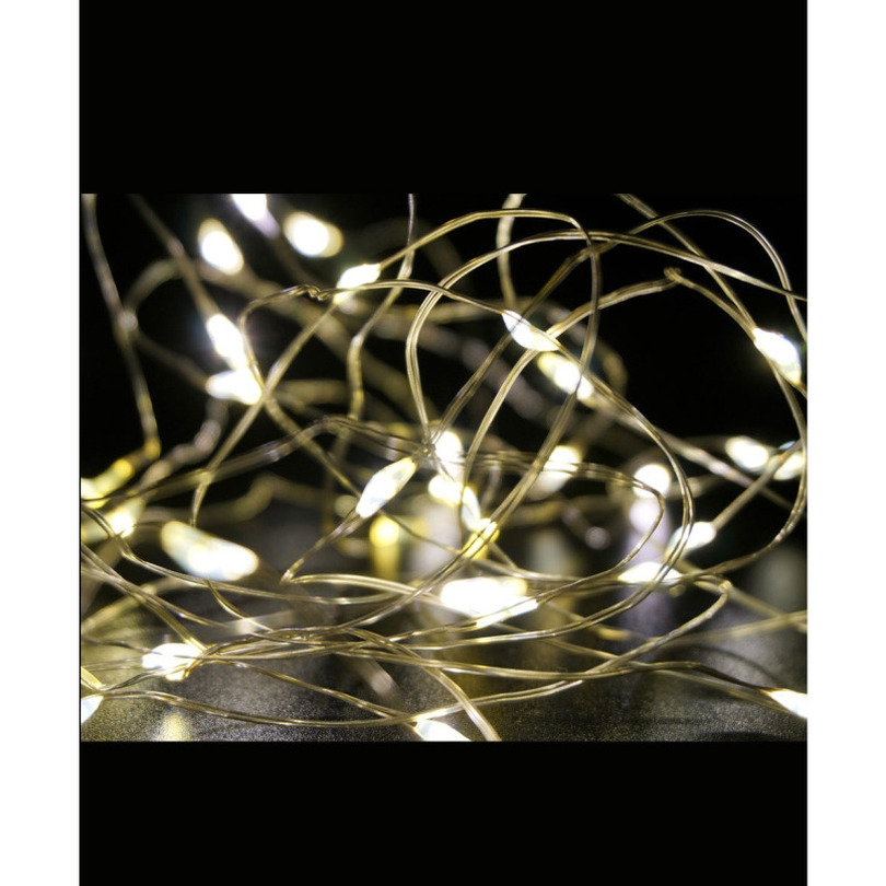 Draadverlichting - 2x st- zilver- 30 led lampjes - warm wit - batterij - 100 cm -