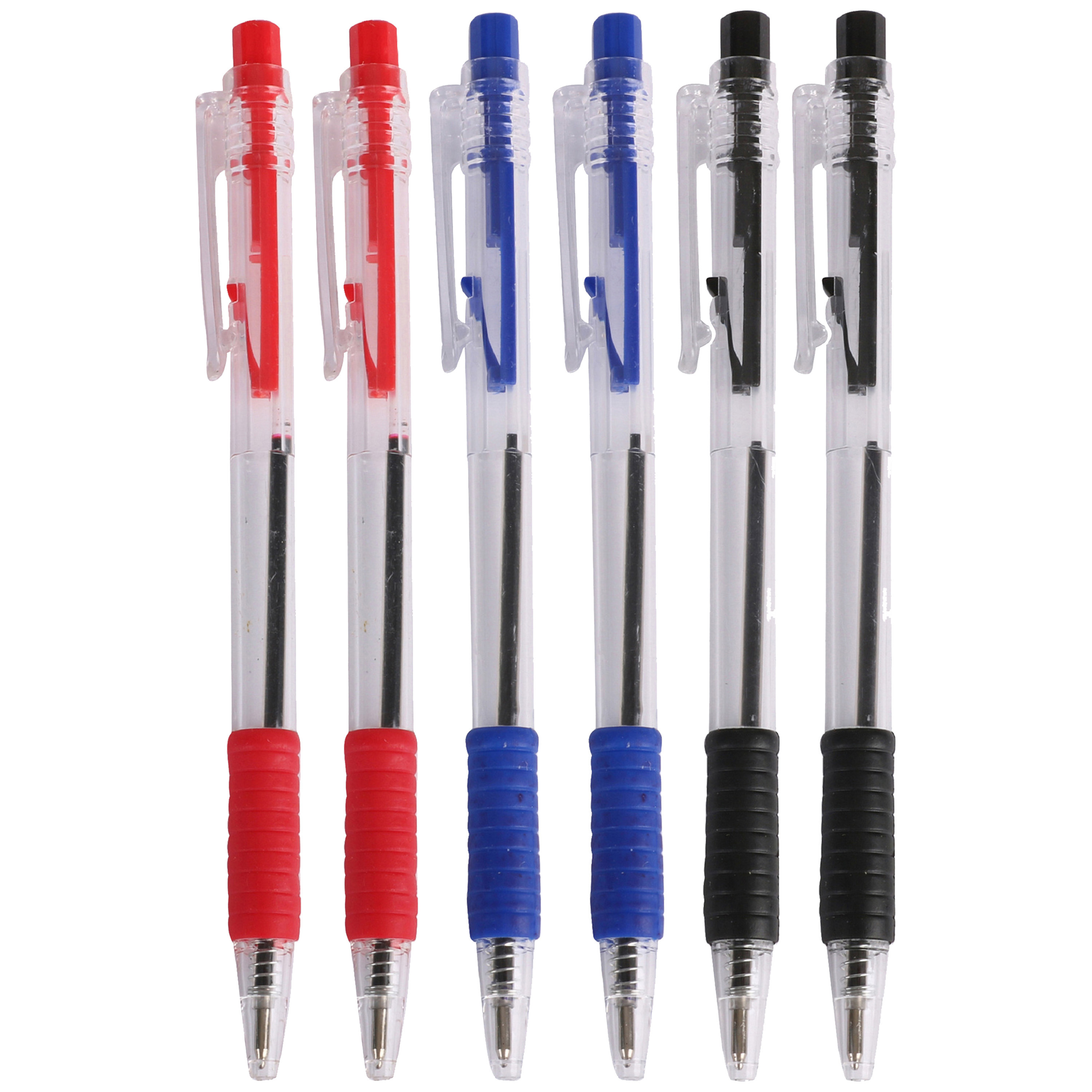 Balpennen - 16x stuks - kleurenmix - rood - blauw - zwart - softgrip -