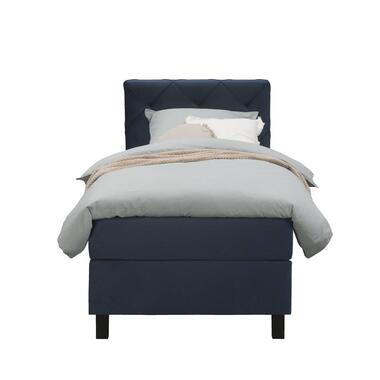 Boxspring Liv geruit - blauw - 90x200 cm - vierkante poot - Leen Bakker