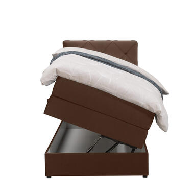Boxspring met opbergruimte Liv geruit - bruin - 90x200 cm - Leen Bakker