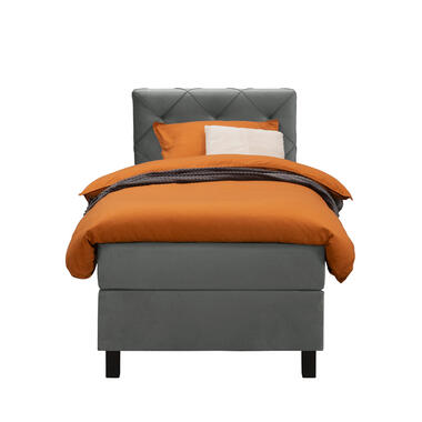 Boxspring Liv geruit - grijs - 90x200 cm - vierkante poot - Leen Bakker