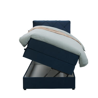 Boxspring met opbergruimte Liv geruit - blauw - 90x200 cm - Leen Bakker
