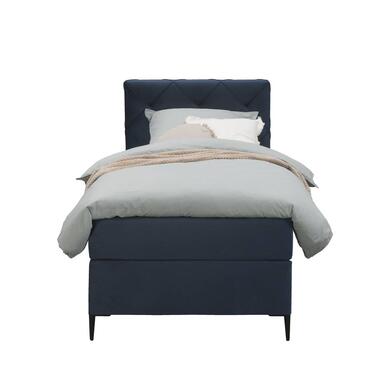 Boxspring Liv geruit - blauw - 90x200 cm - slanke poot - Leen Bakker