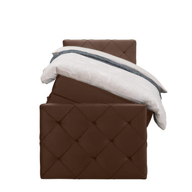 Boxspring met opbergruimte en voetbord Liv geruit - bruin - 90x200cm - Leen Bakker