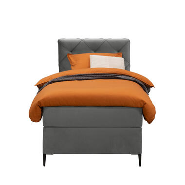 Boxspring Liv geruit - grijs - 90x200 cm - slanke poot - Leen Bakker