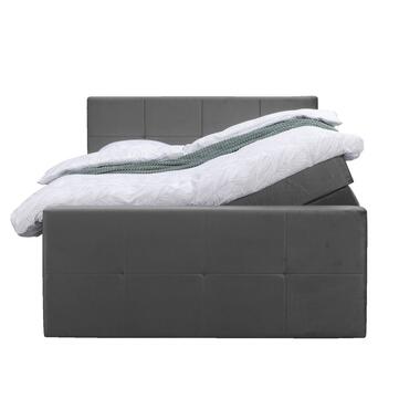 Boxspring met opbergruimte en voetbord Liv geblokt - grijs - 140x200cm - Leen Bakker