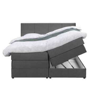 Boxspring met opbergruimte Liv geblokt - grijs - 140x200 cm - Leen Bakker