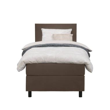 Boxspring Liv egaal - bruin - 90x200 cm - ronde poot - Leen Bakker