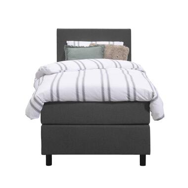 Boxspring Liv egaal - antraciet - 90x200 cm - ronde poot - Leen Bakker