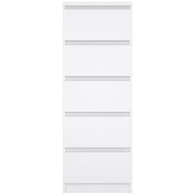 Ladekast Naia hoog 5 lades - hoogglans wit - 111,3x40,2x50 cm - Leen Bakker