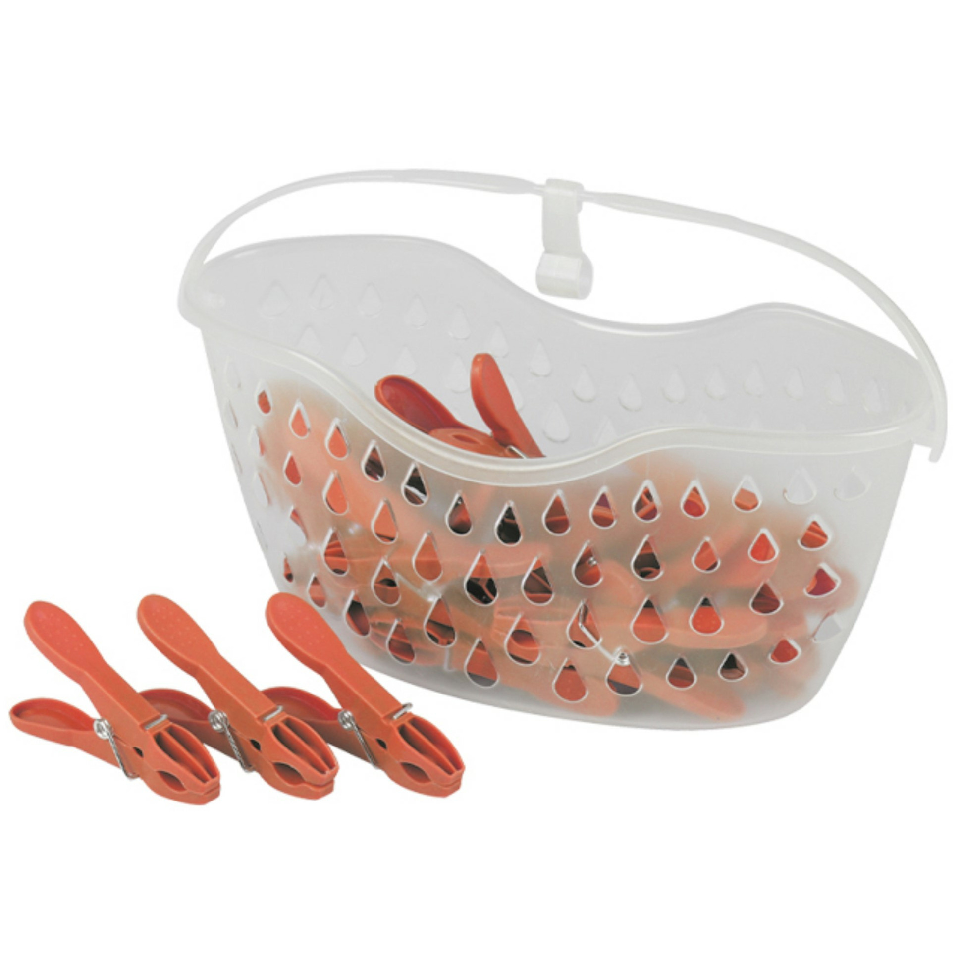 24x Wasknijpers in hangmandje - rood - kunststof - 21 x 13 cm -