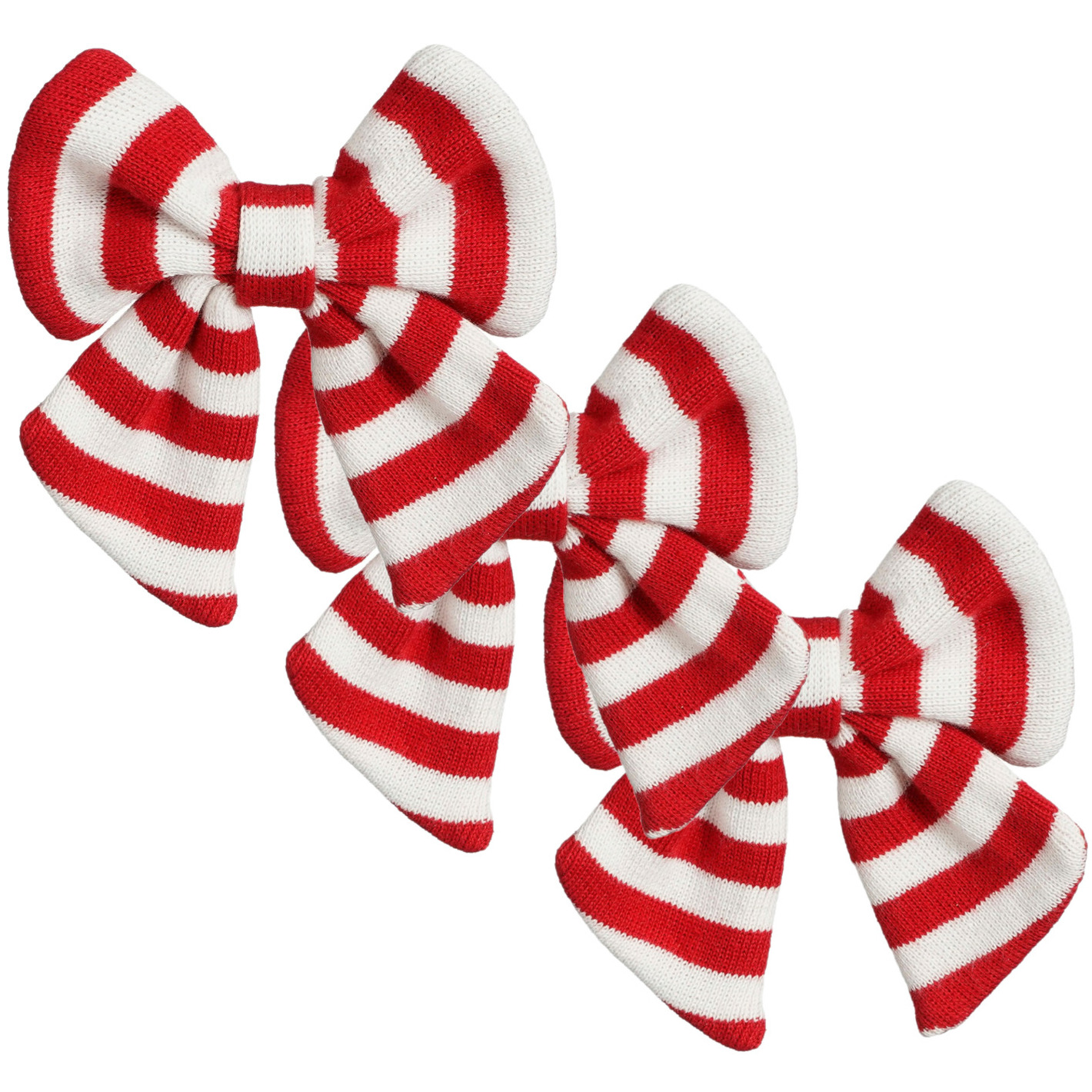 Kerst ornament strikken- 3x -rood/wit streep 14 x 14 cm - polyester -