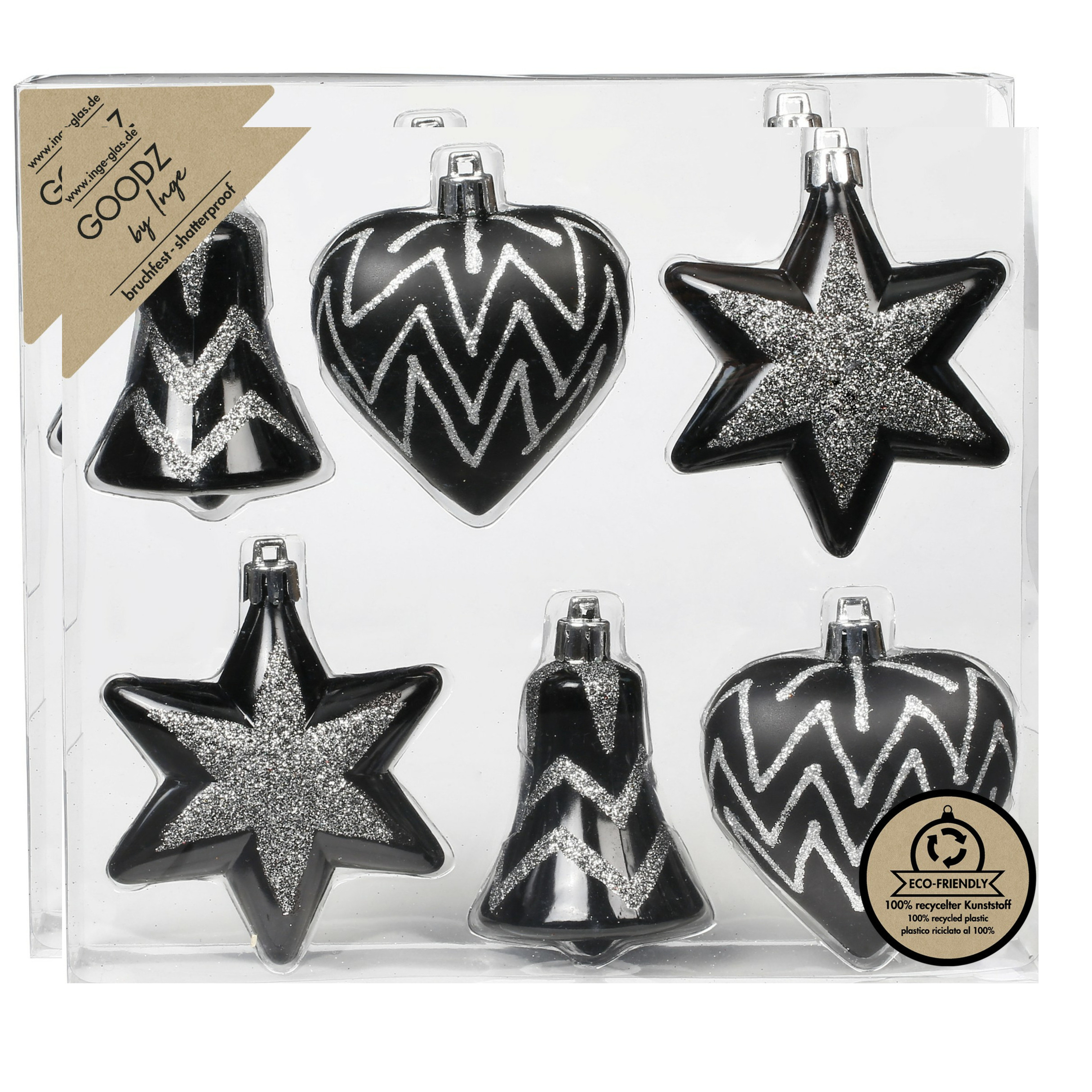 Kersthangers/kerstballen figuurtjes - 12x st - zwart - 9 cm -kunststof -