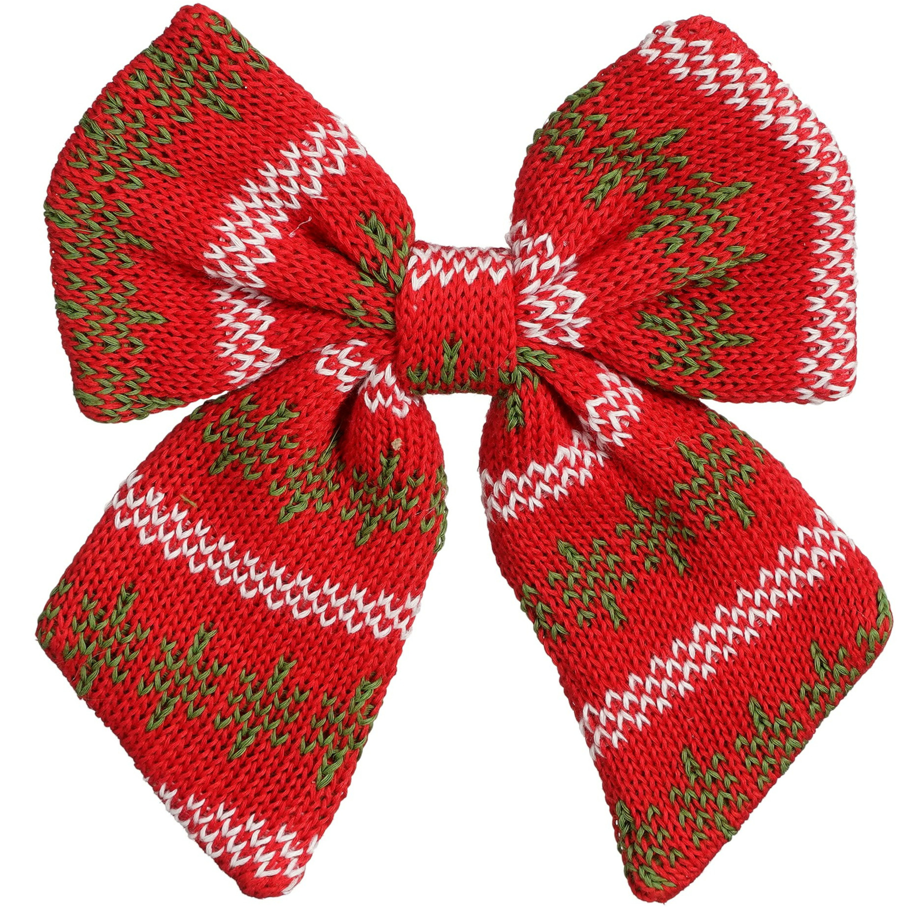 Kerst ornament strik - rood - 20 x 17 cm - polyester - strikje kersthanger -