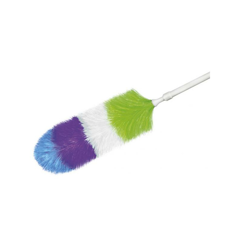Plumeau synthetisch met telescopische steel 82 cm - groen/blauw -